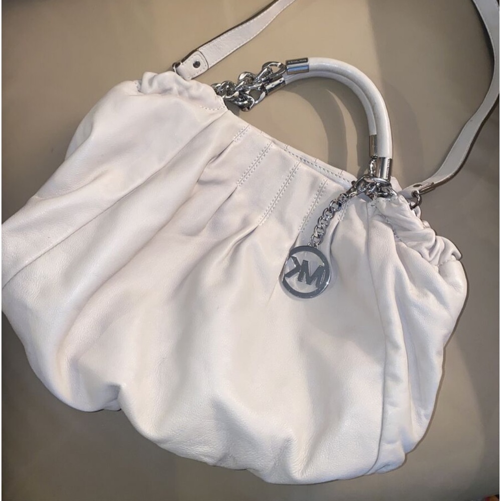 MICHAEL KORS Cream Hobo  Pebbled Leather Convertible Purse genuine, leather